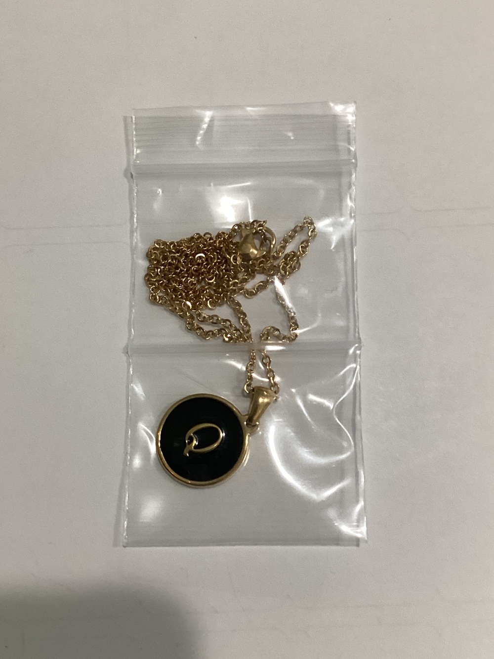 Gold Tone Black Pendant Necklace